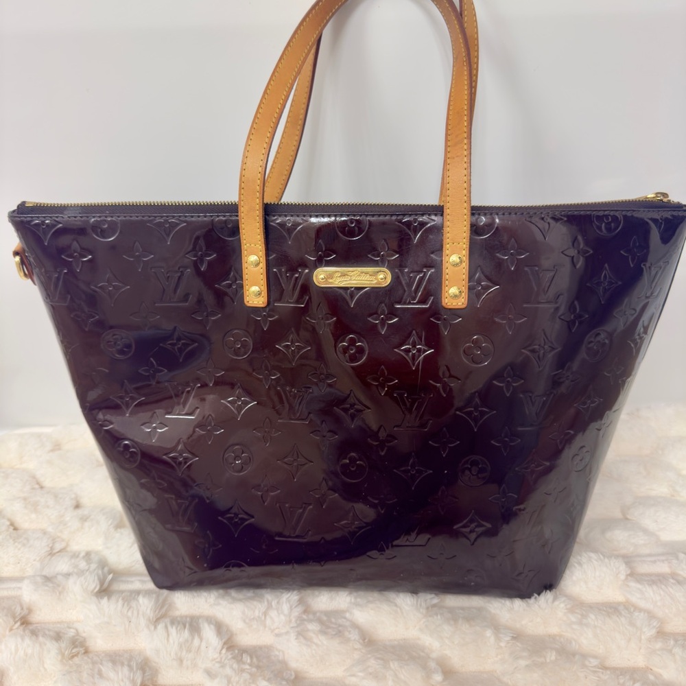 Louis Vuitton Dark Burgundy Tote with Tan Handles
